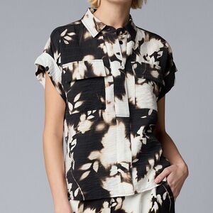 Simply Vera Vera Wang Floral Cap Sleeve Shirt